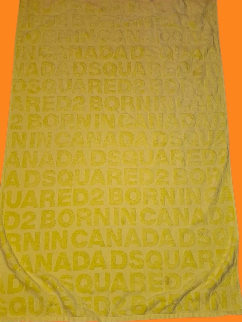 DSQUARED Neon Yellow Beach Towel with Pink Logo